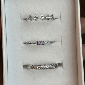 Elegant Silver & Purple Ring Set